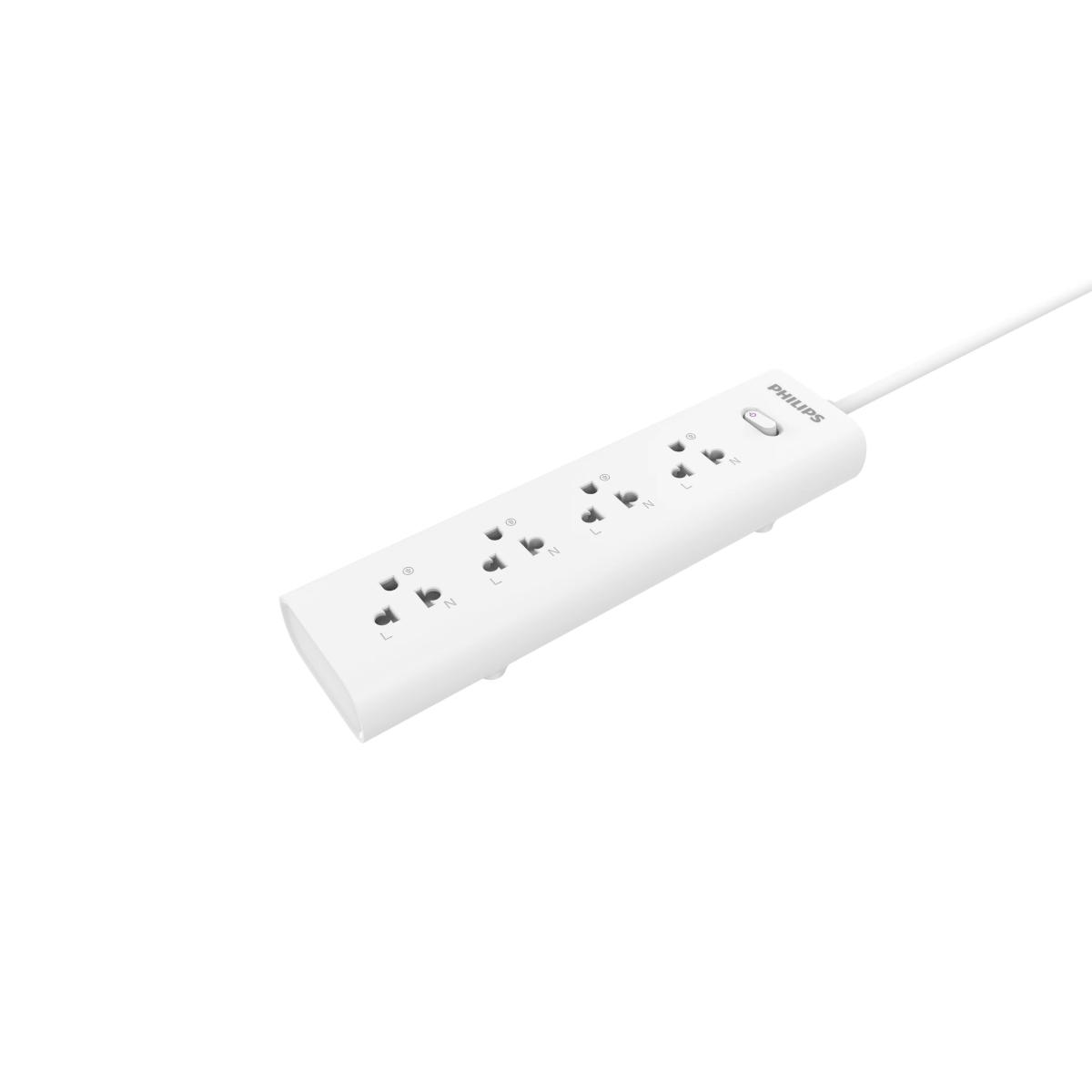 Philips Power Strip 4AC Outlet 2m Power Cord - White Philips Power Strip 4AC Outlet 2m Power Cord - White